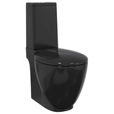 vidaXL Toilet met afvoer achter keramiek zwart