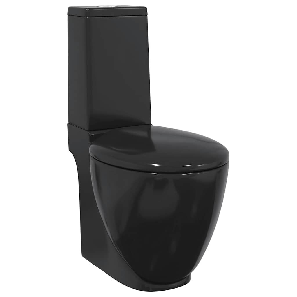 vidaXL Toilet met afvoer achter keramiek zwart