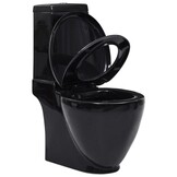 vidaXL Toilet met afvoer achter keramiek zwart