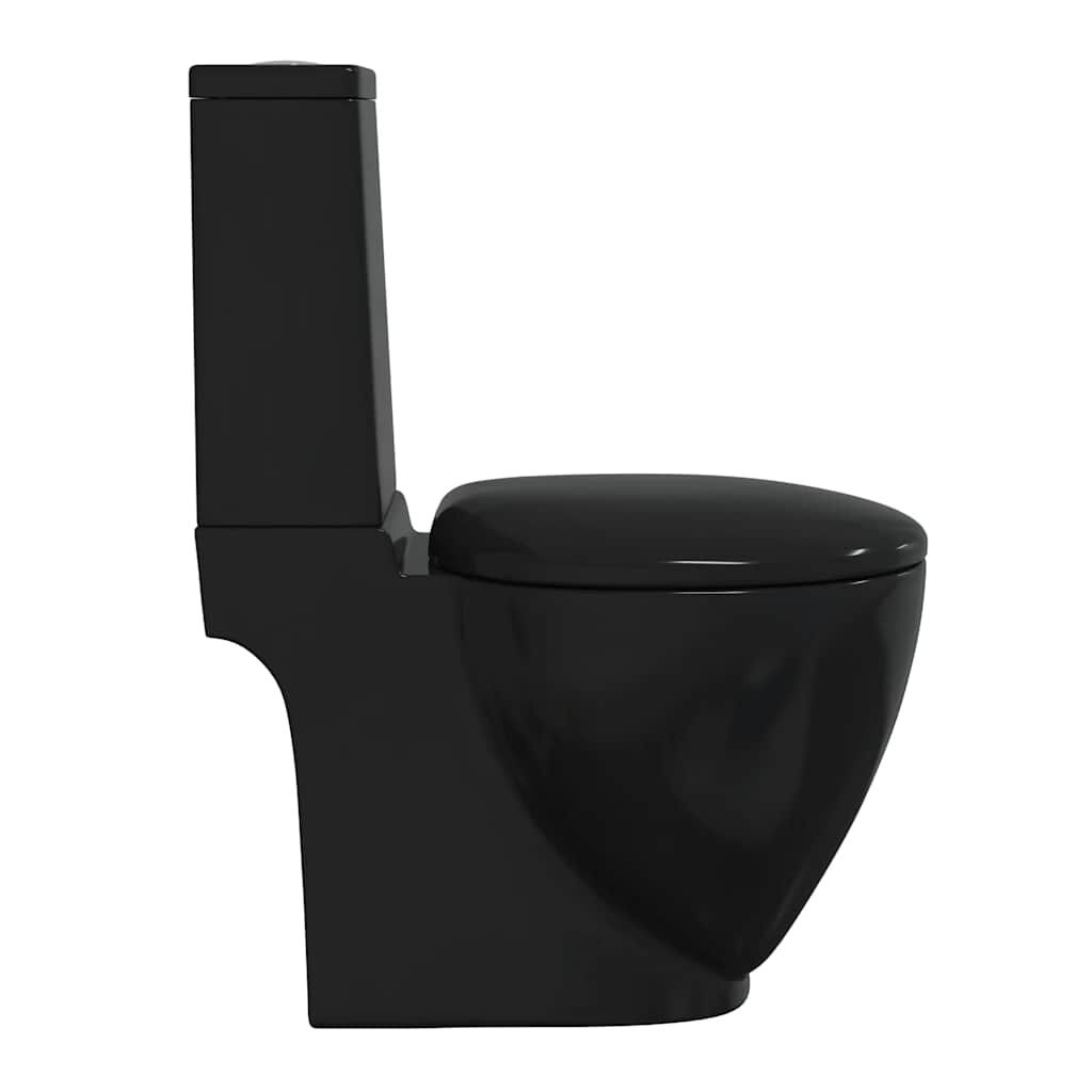 vidaXL Toilet met afvoer achter keramiek zwart