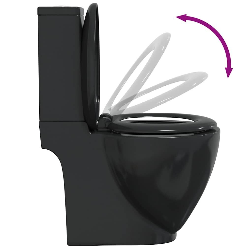 vidaXL Toilet met afvoer achter keramiek zwart