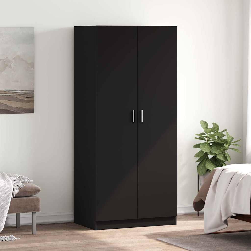 vidaXL Kledingkast 80x52x180 cm bewerkt hout zwart