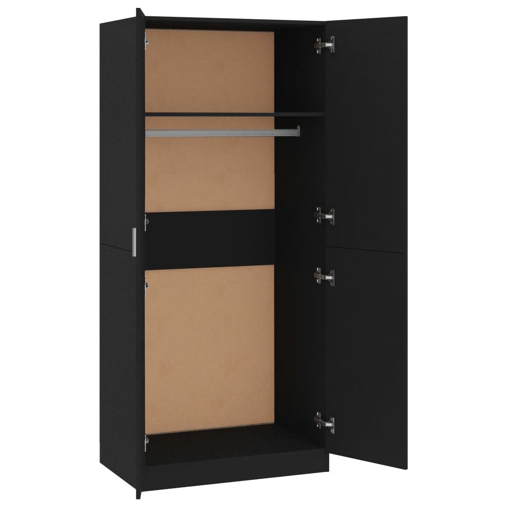 vidaXL Kledingkast 80x52x180 cm bewerkt hout zwart