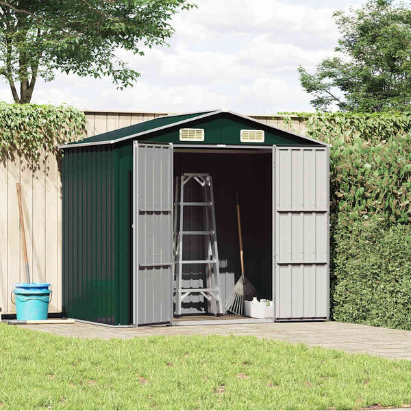 vidaXL Tuinschuur 205x129x183 cm gegalvaniseerd staal groen