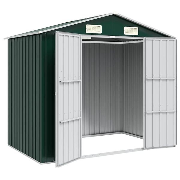 vidaXL Tuinschuur 205x129x183 cm gegalvaniseerd staal groen