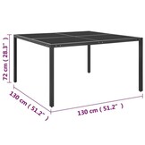 vidaXL Tuintafel 130x130x72 cm staal en glas antracietkleurig