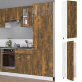 vidaXL Ombouwkast voor koelkast Lyon 60x57x207 cm bewerkt hout gerookt eikenkleurig