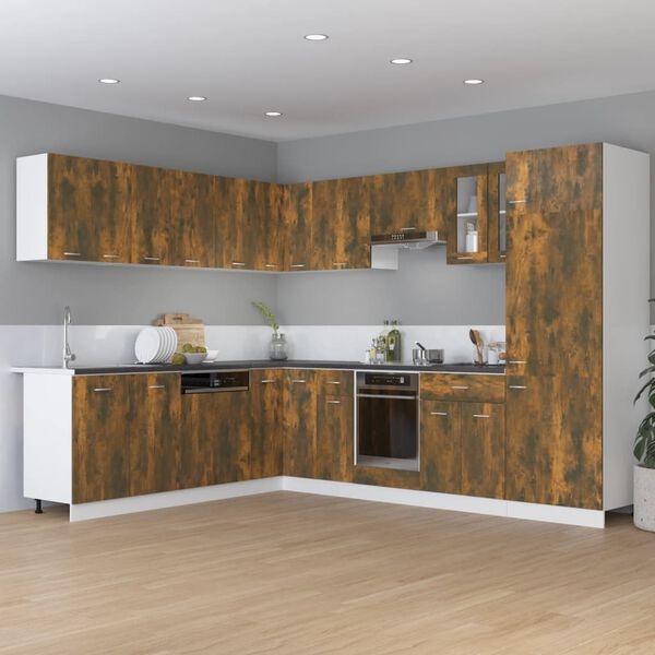 vidaXL Ombouwkast voor koelkast Lyon 60x57x207 cm bewerkt hout gerookt eikenkleurig