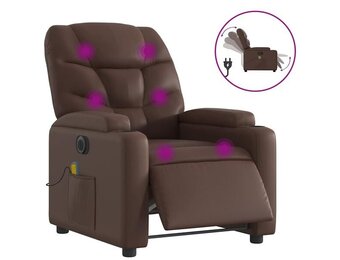 vidaXL Massagestoel verstelbaar elektrisch kunstleer bruin