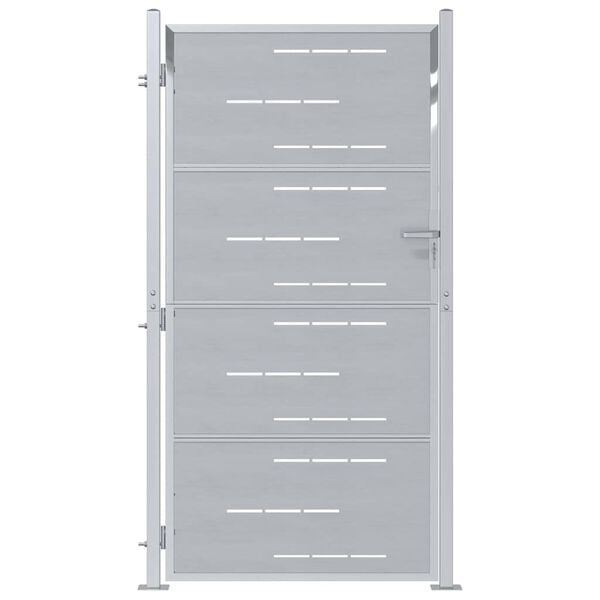 vidaXL Tuinpoort met slot Zilver 96 x 200 cm Roestvrij staal