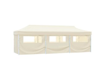 vidaXL Vouwtent pop-up met 8 zijwanden 3x9 m crème
