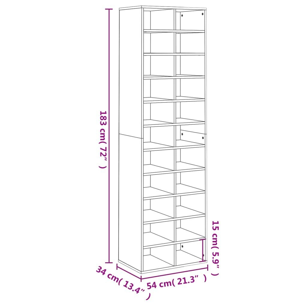 vidaXL Schoenenkast 54x34x183 cm bewerkt hout wit