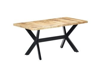 vidaXL Eettafel 160x80x75 cm massief ruw mangohout
