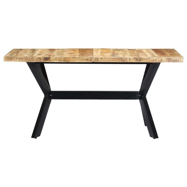 vidaXL Eettafel 160x80x75 cm massief ruw mangohout
