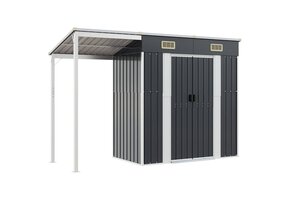 vidaXL Tuinschuur met verlengd dak 277x110,5x181 cm staal antraciet