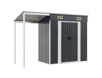 vidaXL Tuinschuur met verlengd dak 277x110,5x181 cm staal antraciet