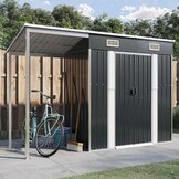 vidaXL Tuinschuur met verlengd dak 277x110,5x181 cm staal antraciet