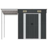 vidaXL Tuinschuur met verlengd dak 277x110,5x181 cm staal antraciet