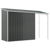 vidaXL Tuinschuur met verlengd dak 277x110,5x181 cm staal antraciet