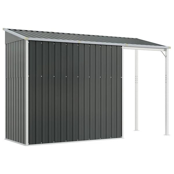 vidaXL Tuinschuur met verlengd dak 277x110,5x181 cm staal antraciet