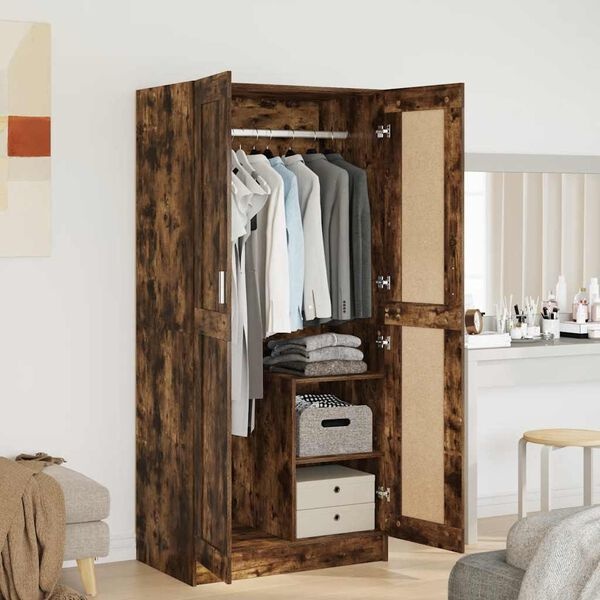 vidaXL Kledingkast 82,5x51,5x180 cm bewerkt hout gerookt eikenkleurig