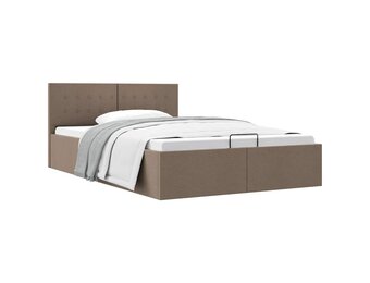 vidaXL Bedframe met hydraulische opslag stof taupe 120x200 cm