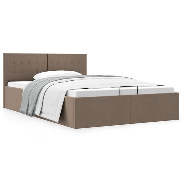 vidaXL Bedframe met hydraulische opslag stof taupe 120x200 cm