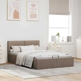 vidaXL Bedframe met hydraulische opslag stof taupe 120x200 cm