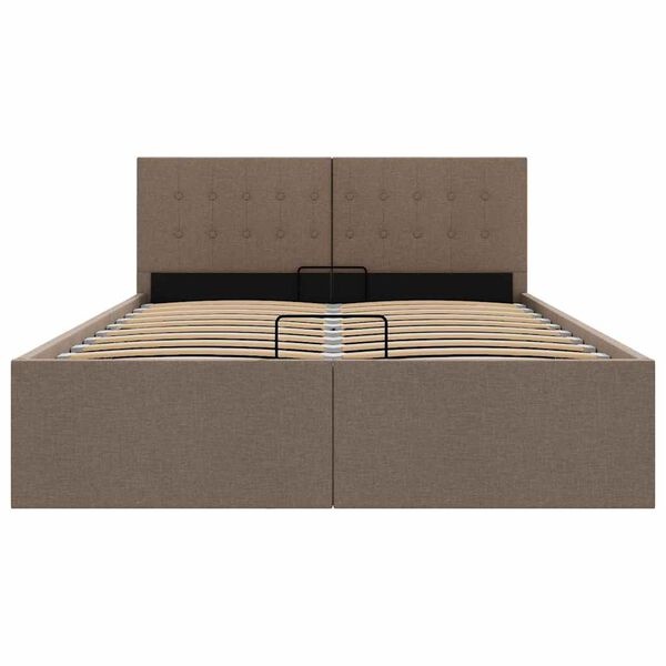 vidaXL Bedframe met hydraulische opslag stof taupe 120x200 cm