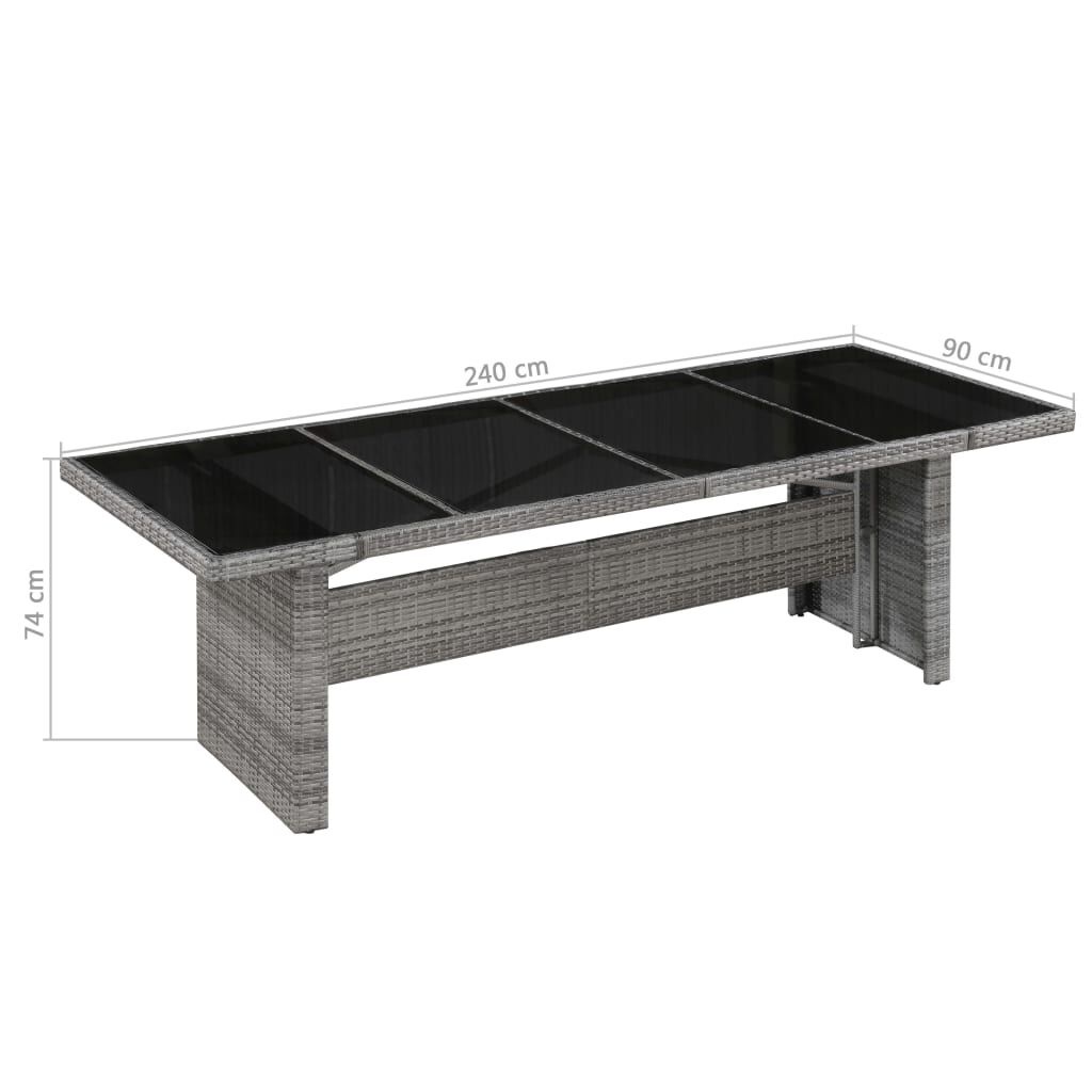 vidaXL Tuintafel 240x90x74 cm poly rattan en glas