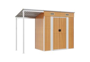 vidaXL Tuinschuur met verlengd dak 277x110,5x181 cm staal lichtbruin