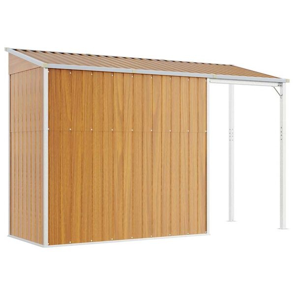 vidaXL Tuinschuur met verlengd dak 277x110,5x181 cm staal lichtbruin