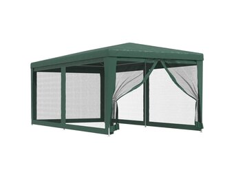 vidaXL Partytent met 6 mesh zijwanden 3x6 m HDPE groen