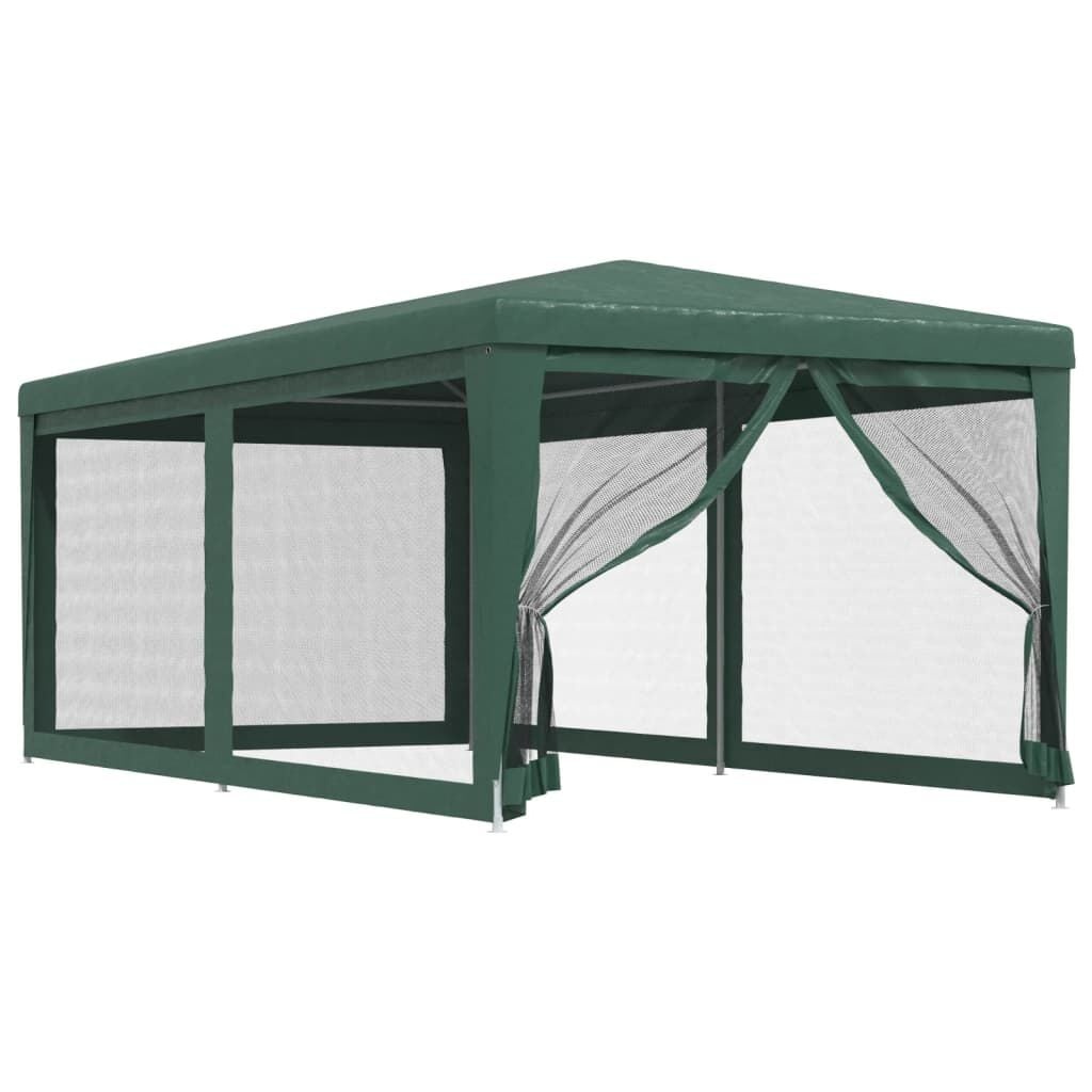 vidaXL Partytent met 6 mesh zijwanden 3x6 m HDPE groen