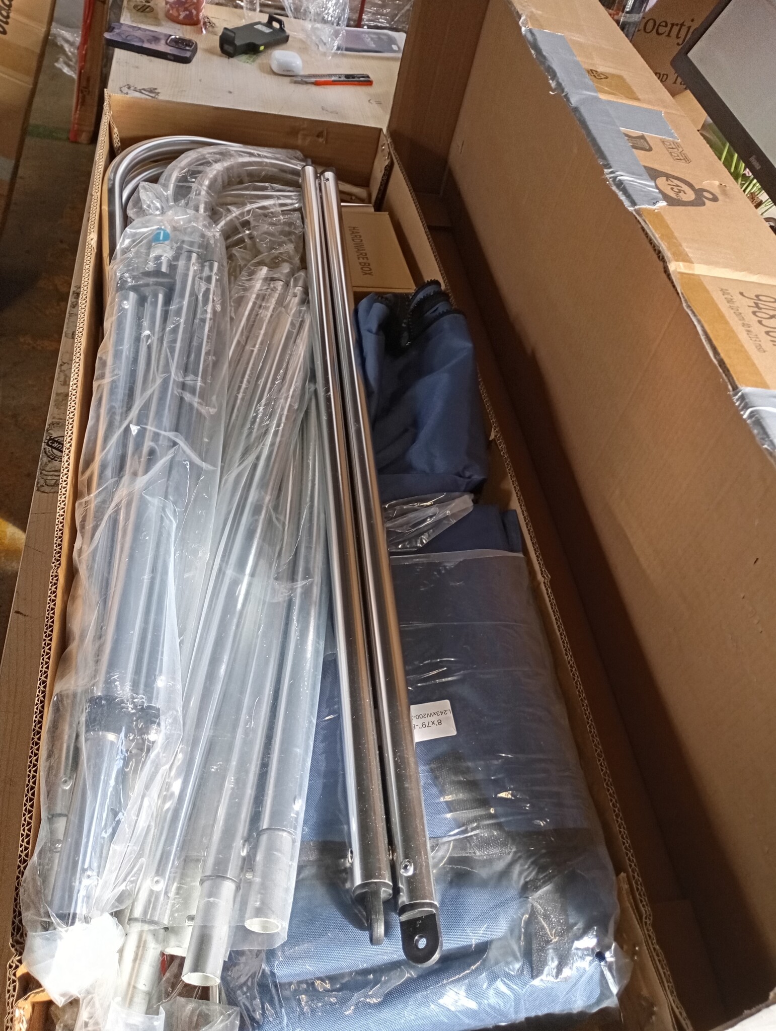 vidaXL Biminitop 4 bogen met mesh zijwanden 243x(200-213)x137 cm