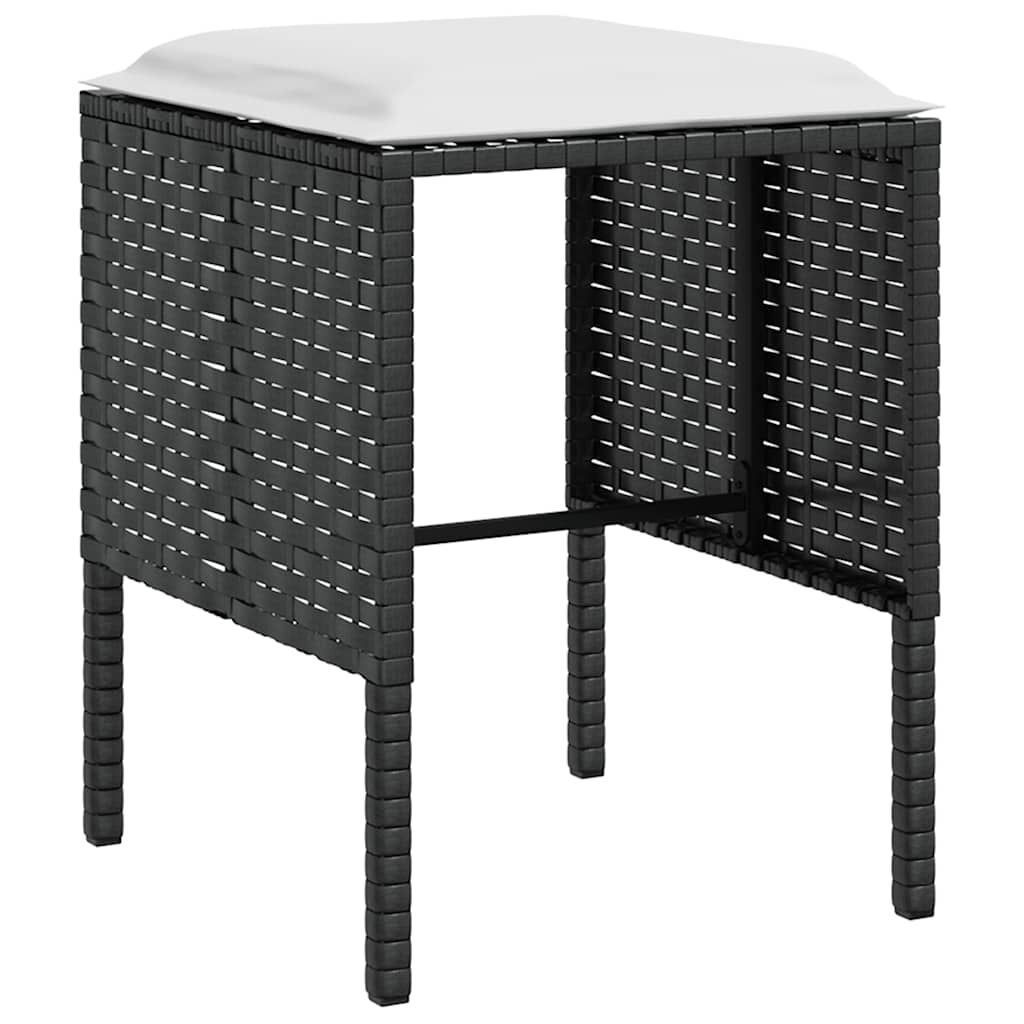 vidaXL 5-delige Loungeset met kussens L-vormig poly rattan zwart