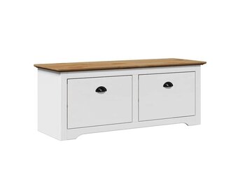 vidaXL BODO Halbank 114x40x45 cm Wit/Bruin - 54% Korting!