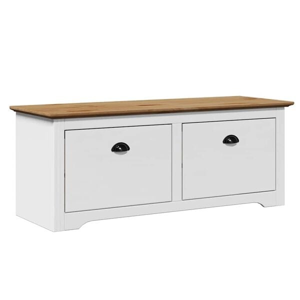 vidaXL BODO Halbank 114x40x45 cm Wit/Bruin - 54% Korting!