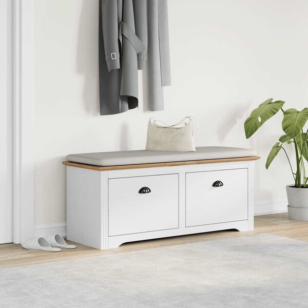 vidaXL BODO Halbank 114x40x45 cm Wit/Bruin - 54% Korting!
