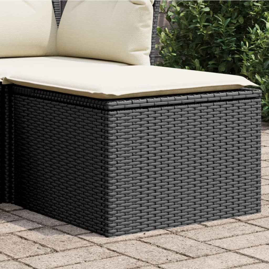 vidaXL Tuinkruk met kussen 55x55x37 cm poly rattan zwart