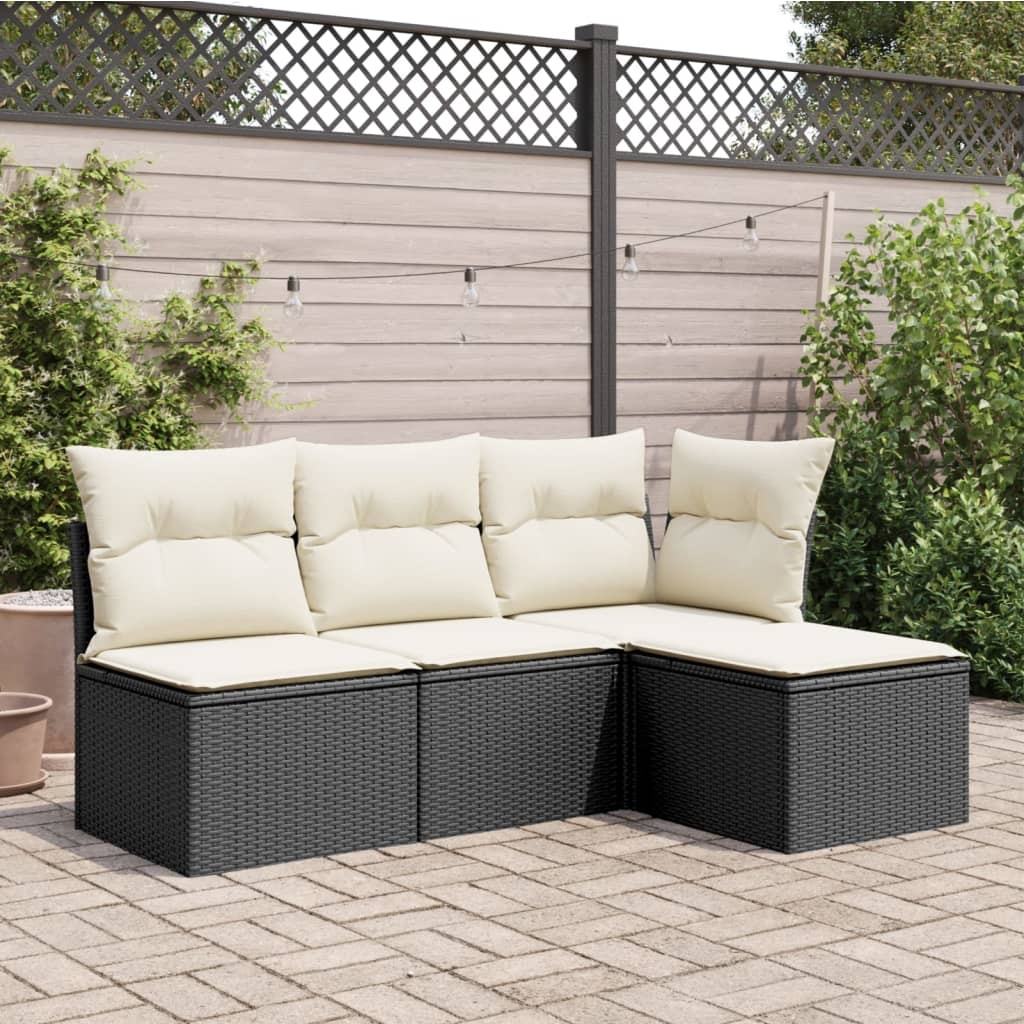 vidaXL Tuinkruk met kussen 55x55x37 cm poly rattan zwart