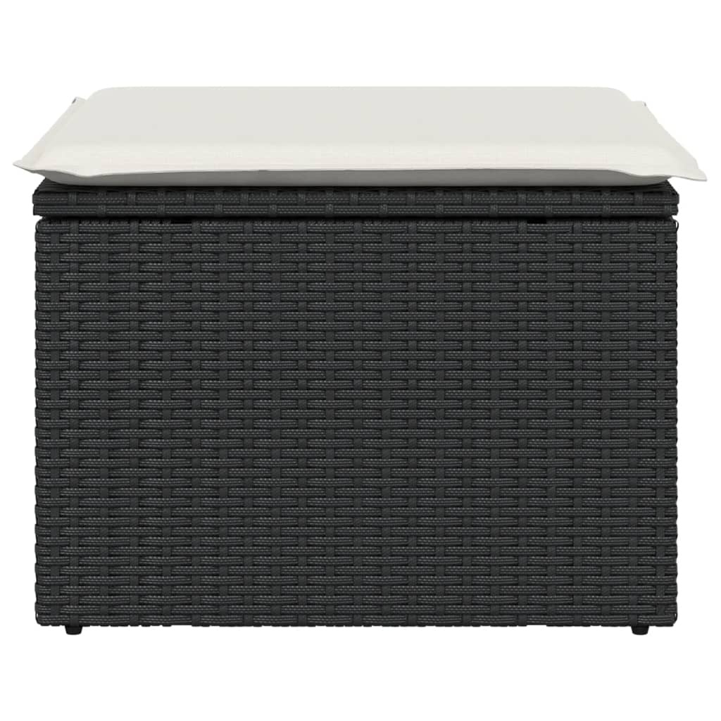 vidaXL Tuinkruk met kussen 55x55x37 cm poly rattan zwart