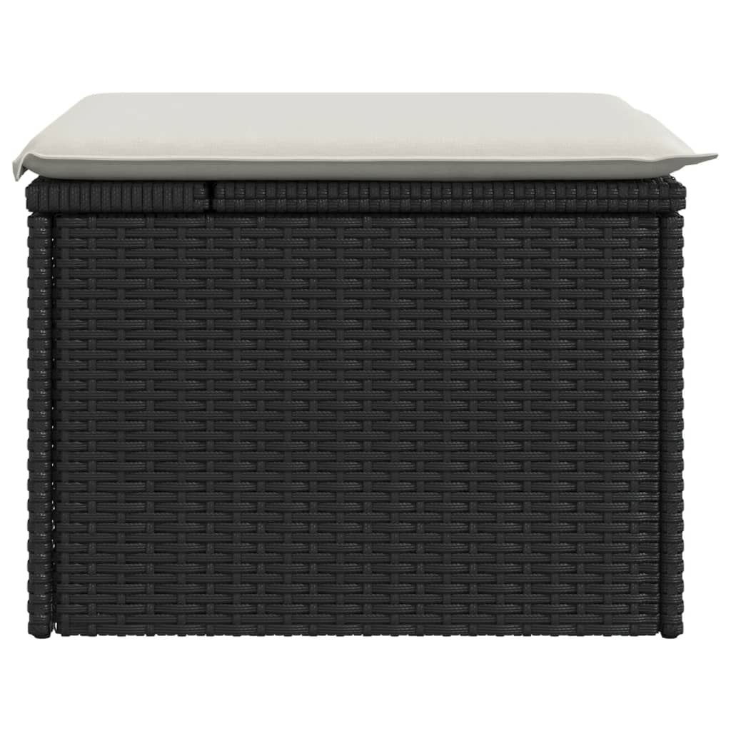 vidaXL Tuinkruk met kussen 55x55x37 cm poly rattan zwart