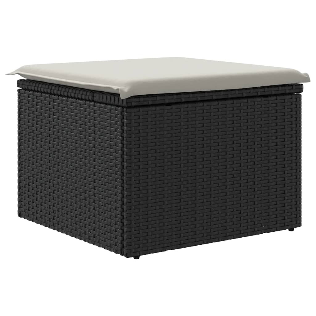 vidaXL Tuinkruk met kussen 55x55x37 cm poly rattan zwart