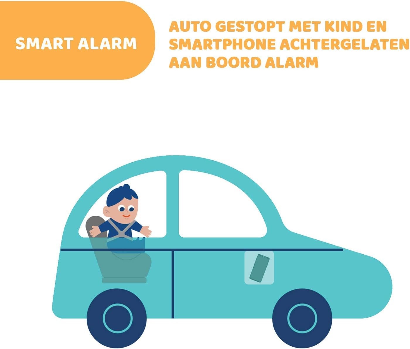 Chicco - Universeel Waarschuwingssysteem - Bevestiging op Autostoeltje - Anti-Verlatingssysteem - Bluetooth - 3 Alarmniveaus