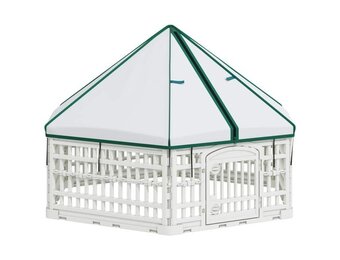 vidaXL 6 Panelen Hondenspeelpen 122 x 106,5 x 82 cm Kunststof Wit