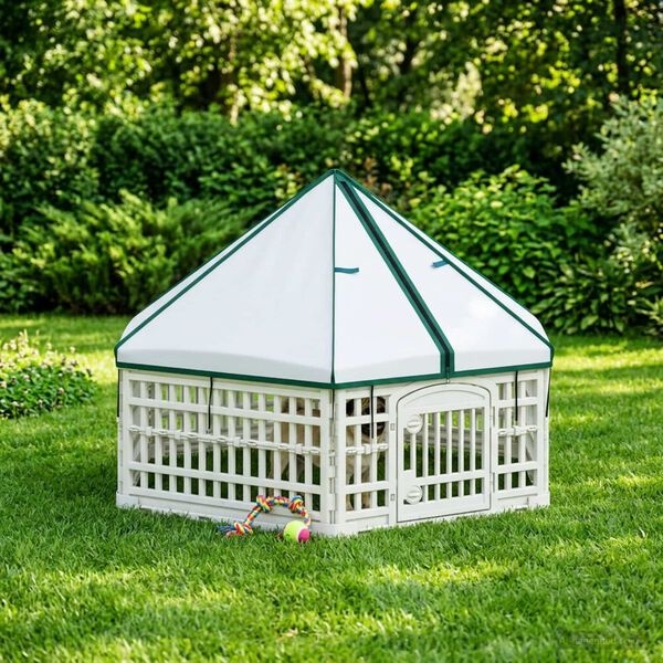 vidaXL 6 Panelen Hondenspeelpen 122 x 106,5 x 82 cm Kunststof Wit