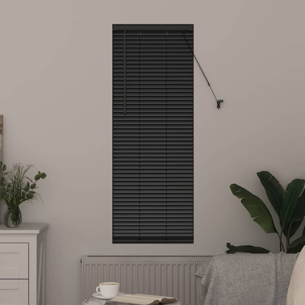vidaXL Raamblind met gordijnen Zwart Aluminium