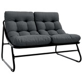 vidaXL Tuinmeubelen met kussen Zwart 110 x 80 x 71 cm Metaal