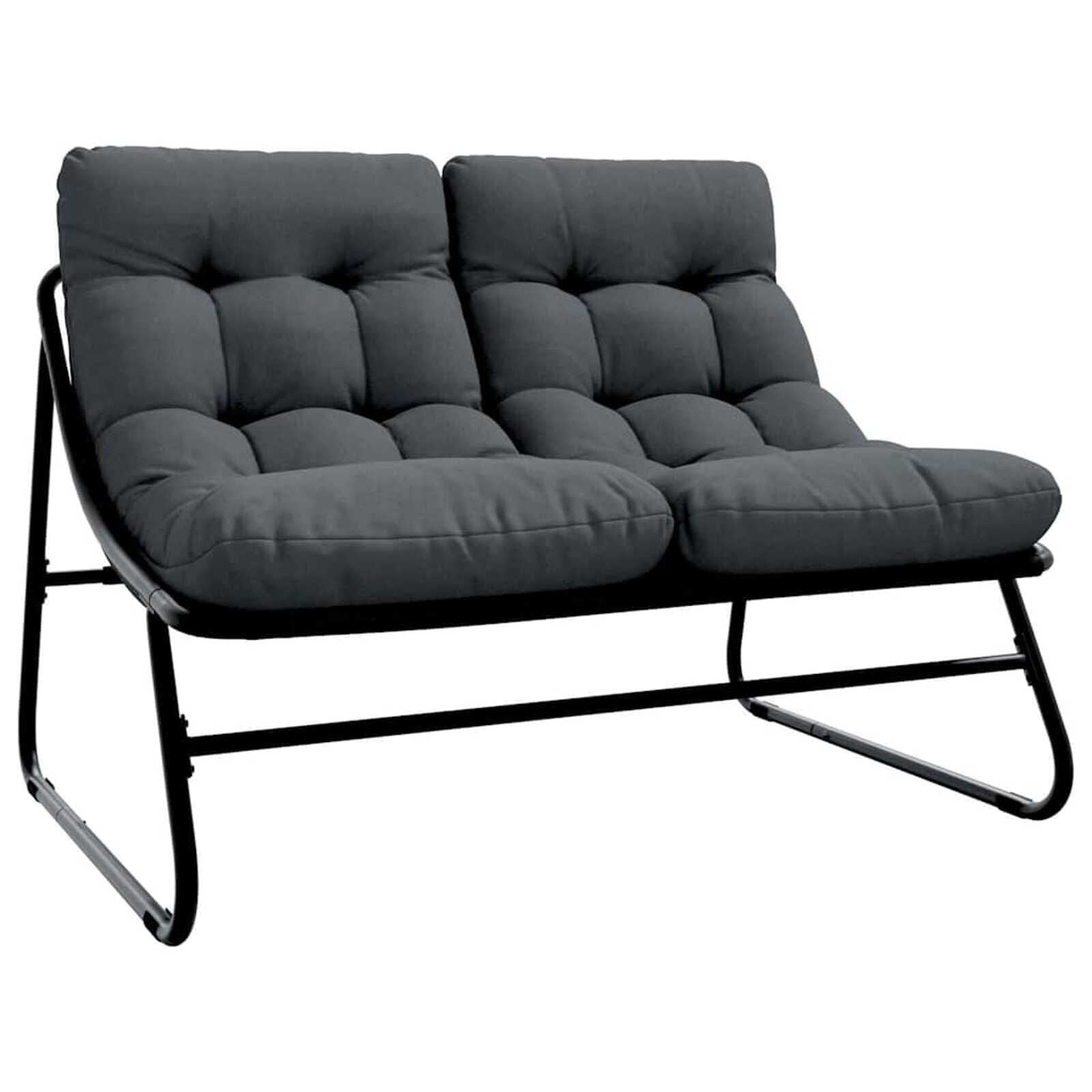 vidaXL Tuinmeubelen met kussen Zwart 110 x 80 x 71 cm Metaal